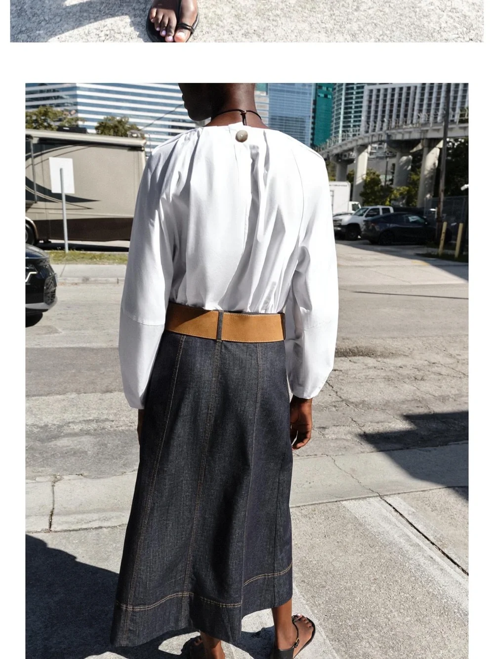 Zara Dark Denim Wrap Midi Skirt - No Brand